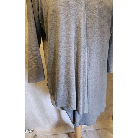 T49 NVELOP gray asymmetrical t-shirt knit 3/4 sleeves Unique versatile style - Picture 10 of 12